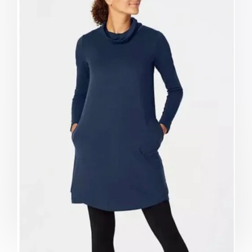 J Jill Navy Long Sleeve Cowl Neck Tunic